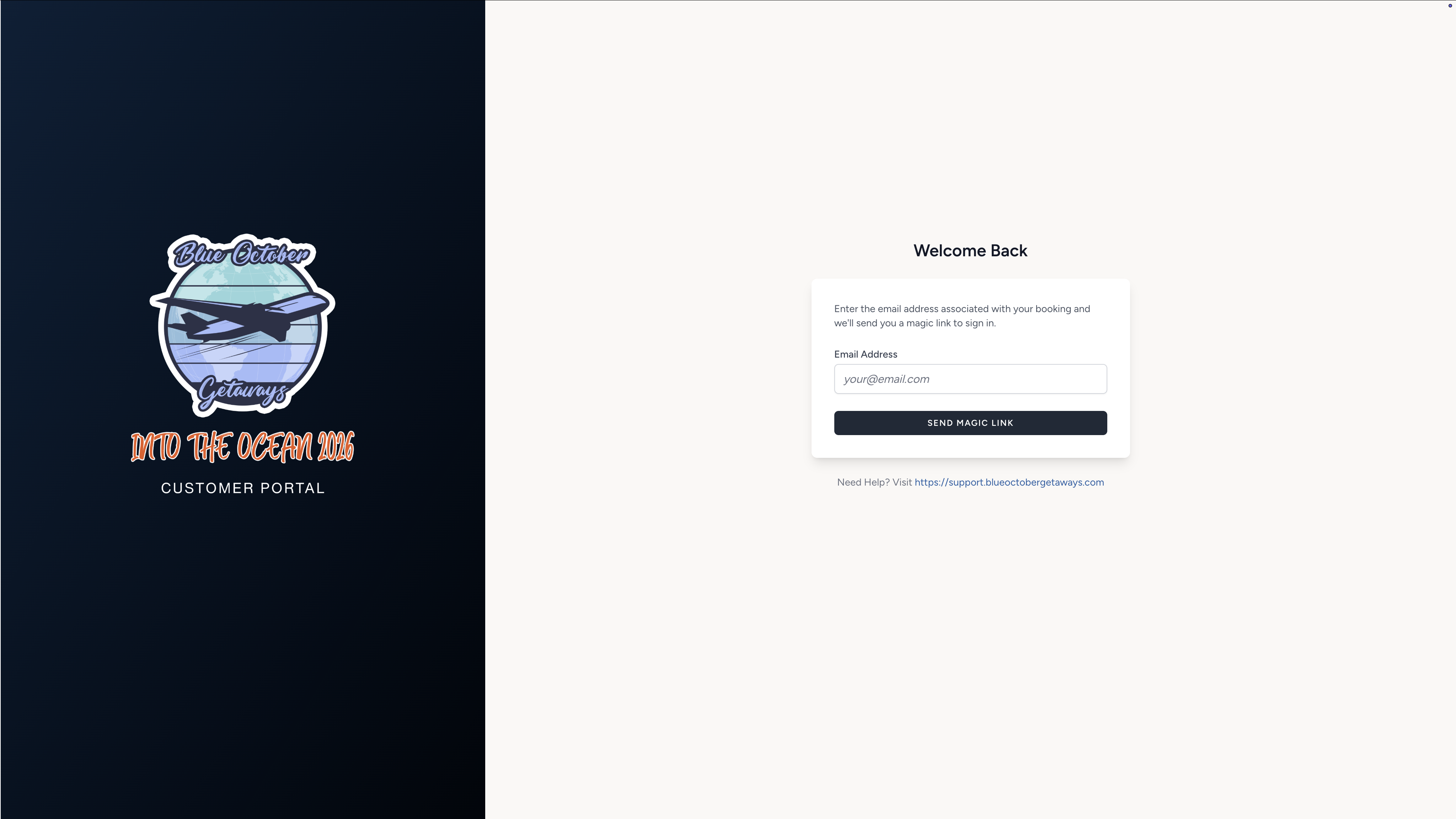 Login screen